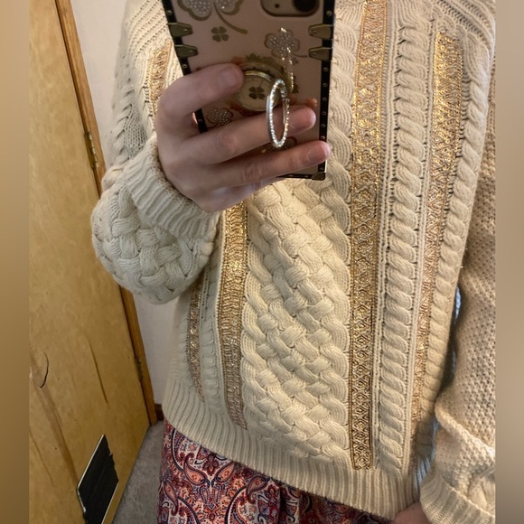 J Crew Knit Fisherman Wool Blend Sweater With Sequins - Picture 9 of 11